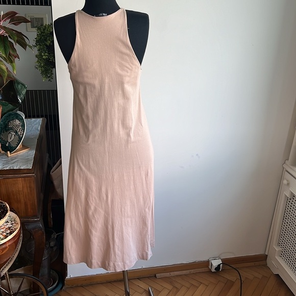 Zara nude cotton halter neck  fitted midi dress​ - medium size - Picture 6 of 8